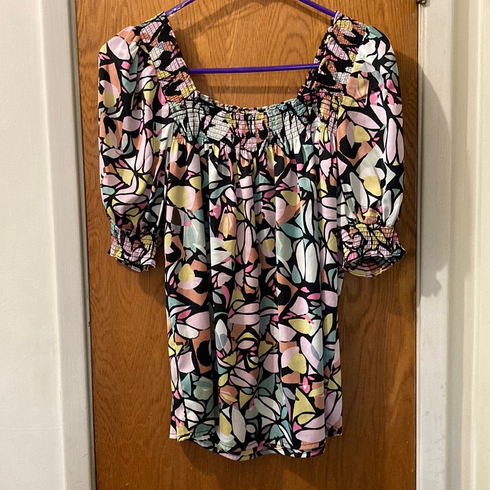 Entro print puff sleeve top